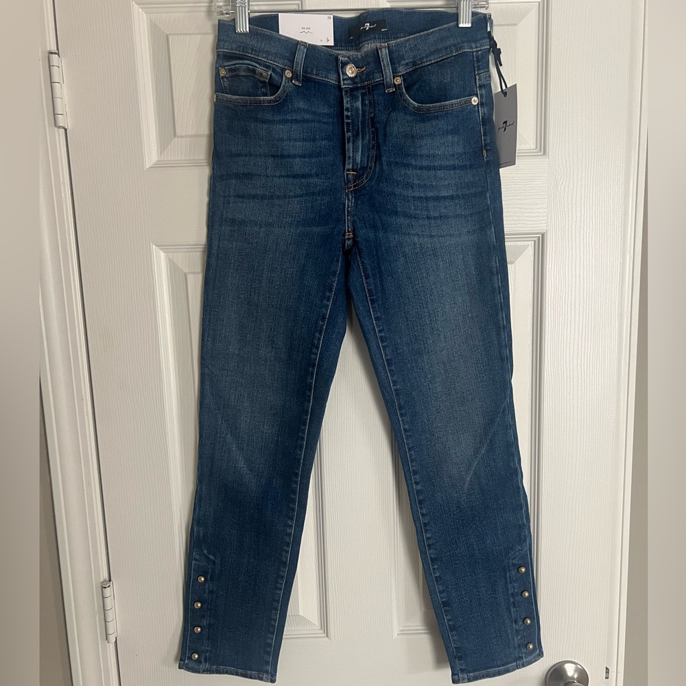 7 For All Mankind Medium Blue Cropped Jeans